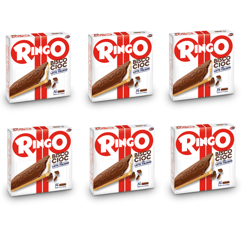 Pavesi Kekse 6x162g Pavesi Ringo Bisco Cioc Latte Keks gefüllt mit Milchcreme und Milchschokolade bedeckt ( 6 x 27g ) 162g 8013355501360