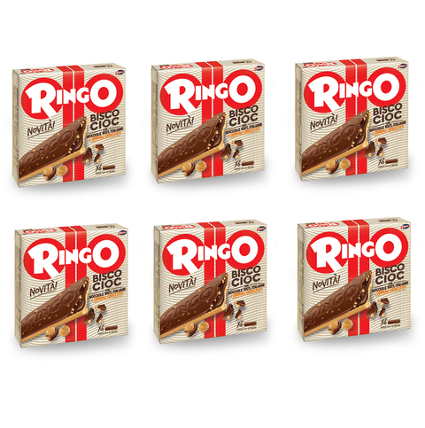 Pavesi Kekse 6x162g Pavesi Ringo Bisco Cioc Nocciole Keks gefüllt mit Haselnusscreme mit Milchschokolade und knusprigen Cerealien bedeckt ( 6 x 27g ) 162g 8013355501377