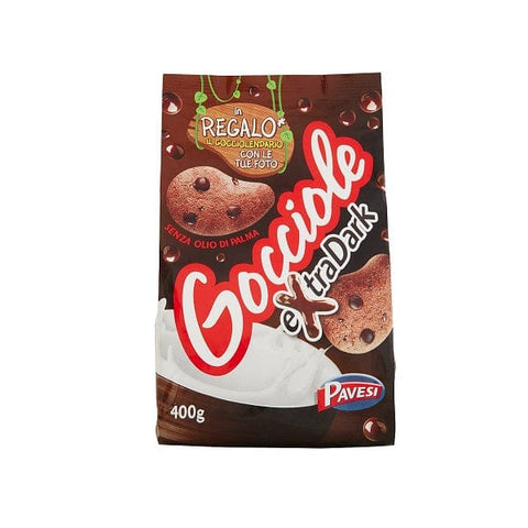 Pavesi Gocciole Extra Dark Italienische Kekse mit dunkler Schokolade (400g) - Italian Gourmet