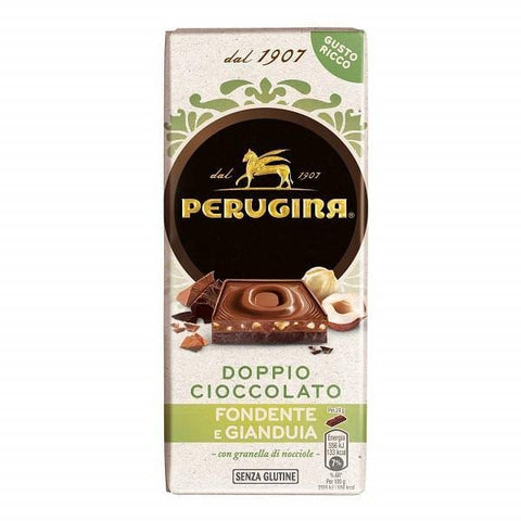 Perugina tavoletta Fondente Gianduia und Nocciole dunkle Schokolade mit Gianduia und Haselnüssen (120 g) - Italian Gourmet