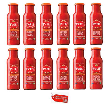 12x Petti Il Corposo Passata di Pomodoro Rustica Tomatenpüree 700g - Italian Gourmet