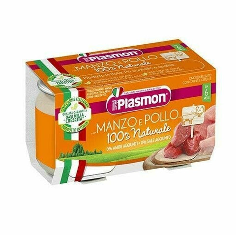 Plasmon Manzo e Pollo homogenisiertes Rind- und Hühnermehlpüree (2x80g) - Italian Gourmet