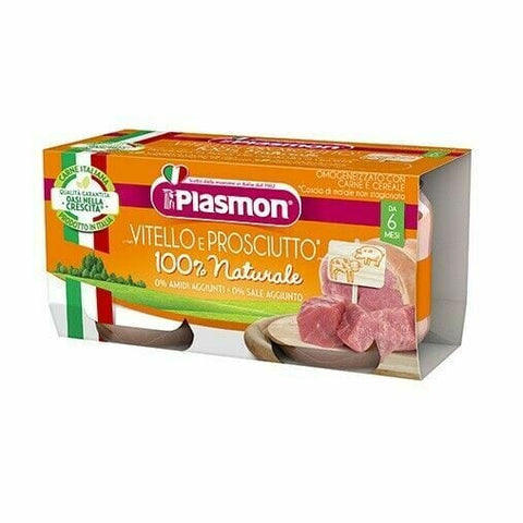 Plasmon Vitello e Schinken homogenisiertes Kalbfleisch und Schinken (2X80g) - Italian Gourmet