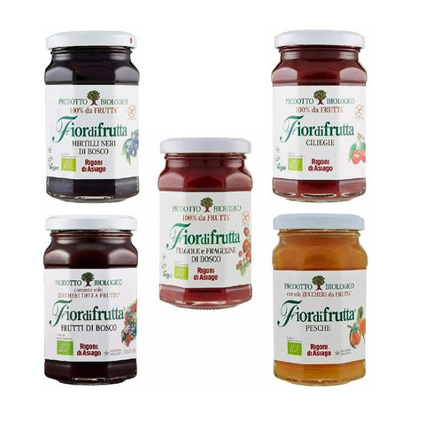 Testpaket Rigoni di Asiago Fiordifrutta Testpack Italienische Bio-Marmelade 5x250g - Italian Gourmet