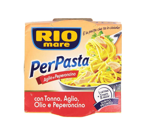 Rio Mare Per Pasta Aglio und Peperoncino Thunfisch in Olivenöl mit Knoblauch und Chili Pfeffer 160g - Italian Gourmet