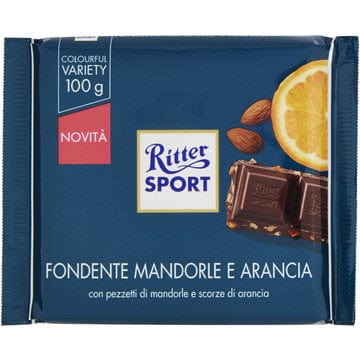 Ritter sport tavoletta cioccolato 1x100g Ritter Sport Dunkle Mandel und Orange 100g 4000417212009