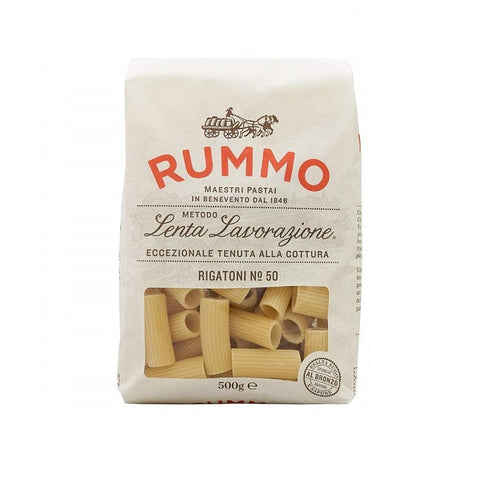 Rummo pasta Rummo Rigatoni N°50 Pasta Lenta Lavorazione Teigwaren aus Hartweizengrieß Bronze-Zeichnung 500g