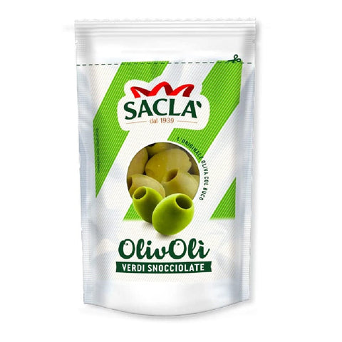 Saclà Oliven Saclà OlivOli Olive Verdi Snocciolate Entkernte Grüne Oliven 185g  (85g Abgetropft) 8001060004474