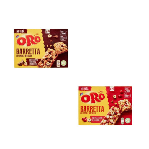 Saiwa Getreideriegel Testpacket Oro Barretta cioccolato fondente e nocciole + Barretta mirtilli rossi e nocciole (2x160g) 7622201135690