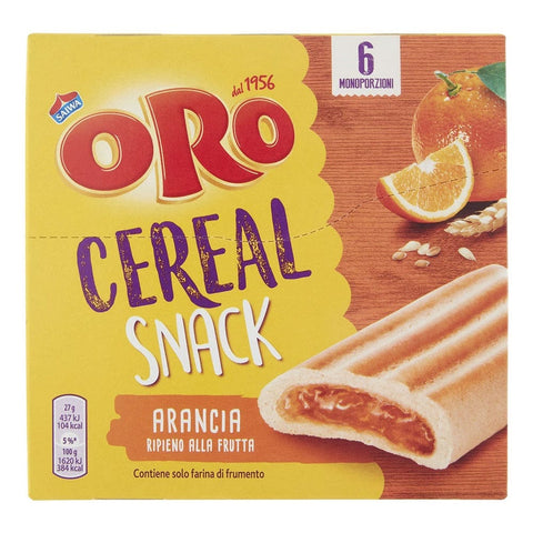 Saiwa Kekse Oro Saiwa Cereal Snack Arancia Müslikeks mit Orangenfüllung Kekse Biscuits 162g 7622201675417