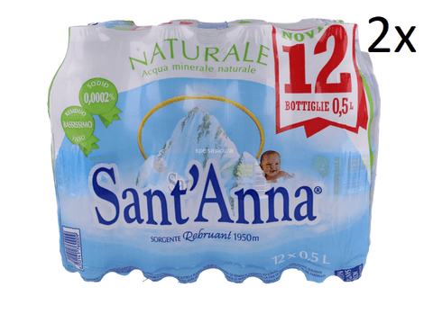 Sant'Anna Acqua Minerale Naturale Natürliches Mineralwasser wenig Natrium 24x0,5Lt - Italian Gourmet