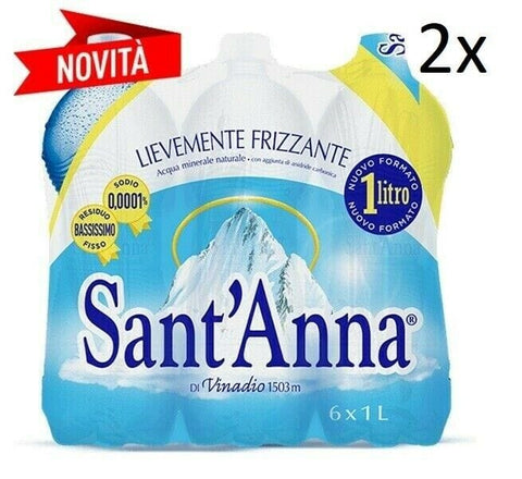 Sant'Anna Minerale Naturale Lievemente Frizzante Natürliches Mineralwasser 12x1Lt - Italian Gourmet