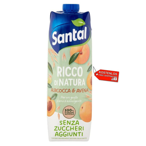 Santal Fruchtsaft 12x Parmalat Santal Ricco di Natura Albicocca e Avena Aprikose und Hafer Fruchtsaft ohne Zuckerzusatz 1000ml 8002580006757