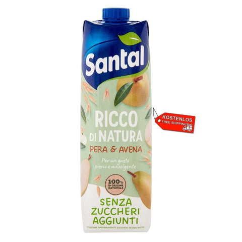 Santal Fruchtsaft 12x Parmalat Santal Ricco di Natura Succo di Frutta Pera e Avena Birne und Hafer Fruchtsaft ohne Zuckerzusatz 1000ml 8002580006771