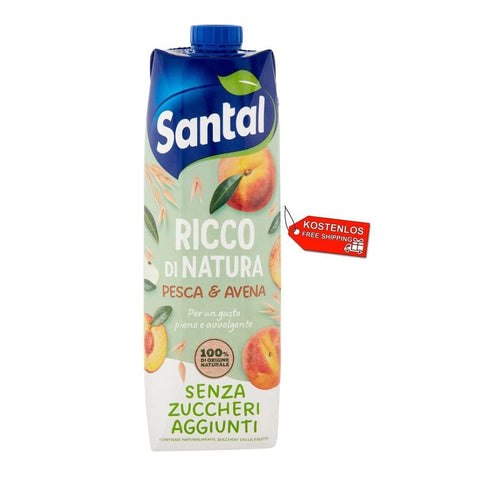 Santal Fruchtsaft 12x Parmalat Santal Ricco di Natura Succo di Frutta Pesca e Avena Pfirsich und Hafer Fruchtsaft ohne Zuckerzusatz 1000ml 8002580006764