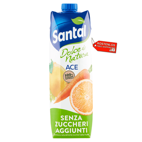 Santal Fruchtsaft 12x Parmalat Santal Succo di Frutta Ace Dolce di Natura Zero Geschmack Orange, Karotte und Zitrone Fruchtsaft Null Zuckerzusatz 1Lt 8002580001707