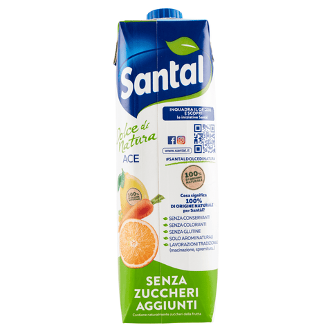 Santal Fruchtsaft 12x Parmalat Santal Succo di Frutta Ace Dolce di Natura Zero Geschmack Orange, Karotte und Zitrone Fruchtsaft Null Zuckerzusatz 1Lt 8002580001707