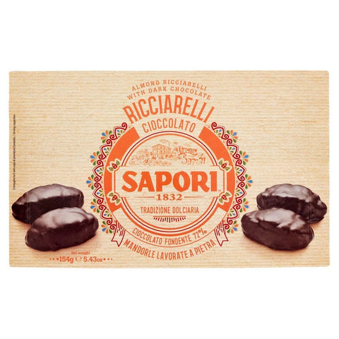 Sapori Kekse Sapori Ricciarelli al Cioccolato Mandelpaste Umhüllt von Dunkler Schokolade 154g 8002590059576