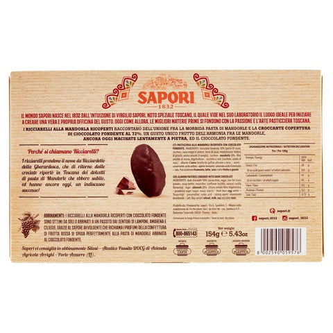 Sapori Kekse Sapori Ricciarelli al Cioccolato Mandelpaste Umhüllt von Dunkler Schokolade 154g 8002590059576