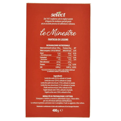 Select Dinkel Select Le Minestre Fantasia di Legumi Ausgewählte Getrocknete Hülsenfrüchte 400g Packung 8006280130132