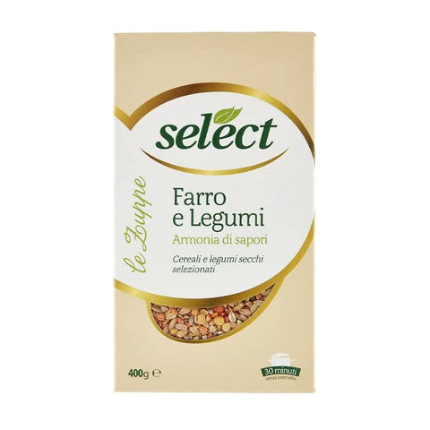 Select Dinkel Select Le Zuppe Farro e Legumi Ausgewähltes Getreide und Ausgewählte Getrocknete Hülsenfrüchte 400g Packung 8006280130118