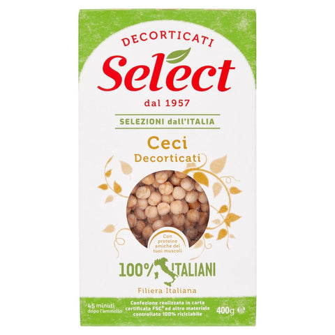 Select Hülsenfrüchte Select Ceci Decorticati Geschälte Kichererbsen 100% Italienische Hülsenfrüchte Papier Verpackung von 400g 8006280030470