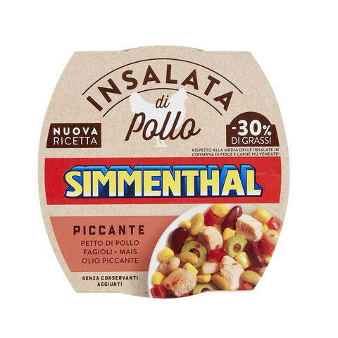 Simmenthal Streichfähige Creme 160g Simmenthal Piccante Insalata di Petto di Pollo con Fagiolini Cannellini, Mais e Fagioli Rossi, 1 Lattina da 160 gr