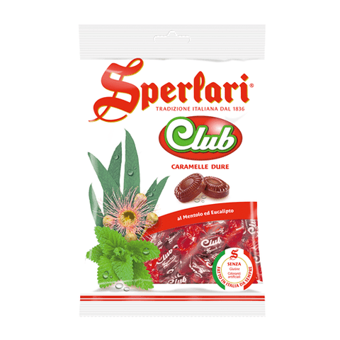 Sperlari Club Rossa Caramelle Dure Bonbons mit Menthol und Eukalyptus 200g - Italian Gourmet