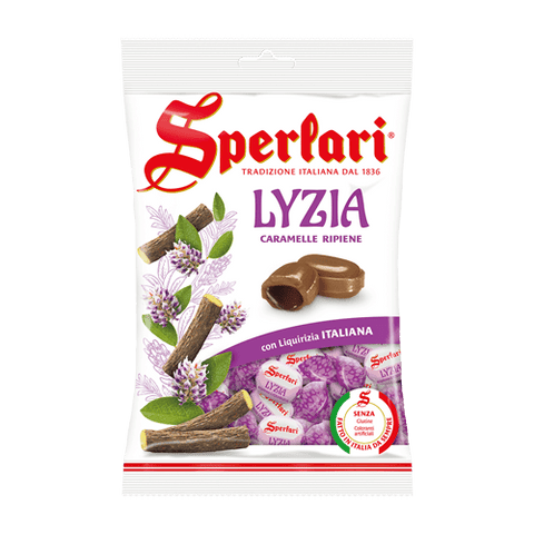 Sperlari Milchbonbons 1x175g Sperlari LYZIA Caramelle Ripiene Liquirizia Lakritz gefüllte Bonbons 175gr 8004190052735