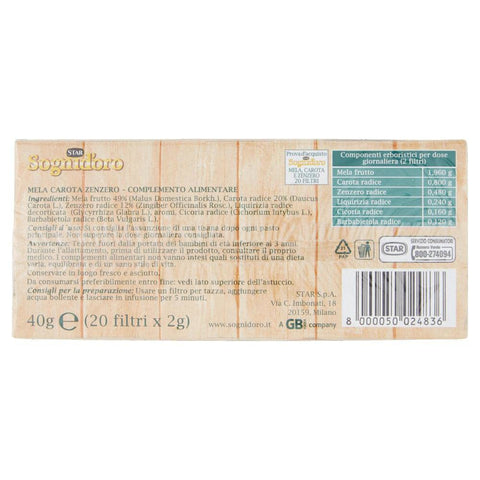 Star Kräutertee Star Sognid'oro Orti&Frutti Infusion aus Apfel, Karotte und Ingwer Jede Packung enthält 20 Filter mit 2g