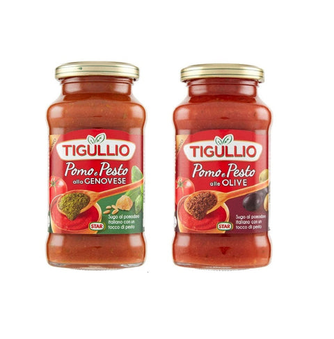 Testpackung Star Tigullio Pomo e Pesto alla Genovese & Olive Tomatensauce 2x300g - Italian Gourmet