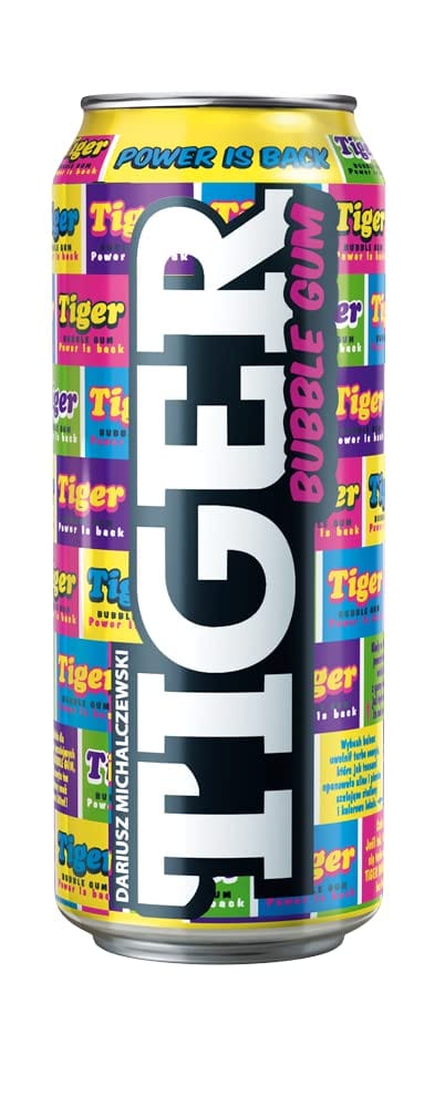 Tiger Energy Drink Tiger Energy Drink Bubble Gum Energiegetränk mit Kaugummi-Geschmack Einweg Dose 500ml