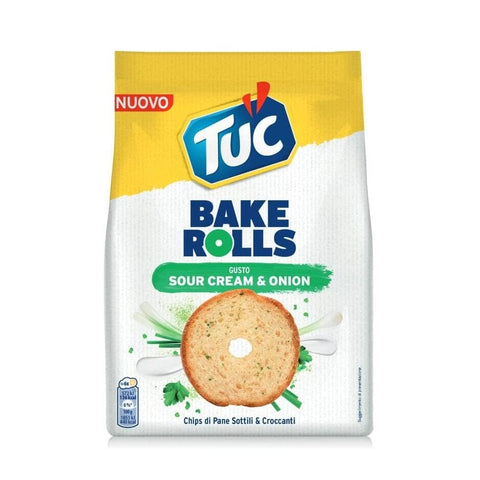 Tuc Gesalzener Snack & Cracker Saiwa TUC snack Bake rolls Sour cream e Onion Sauerrahm und Zwiebel 100g