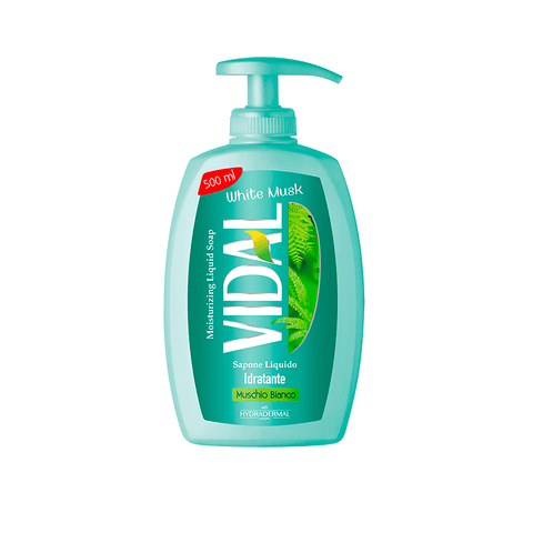 Vidal Seife Vidal Sapone Liquido Idratante Muschio Bianco Feuchtigkeitsspendende Flüssigseife Weißer Moschus 500ml