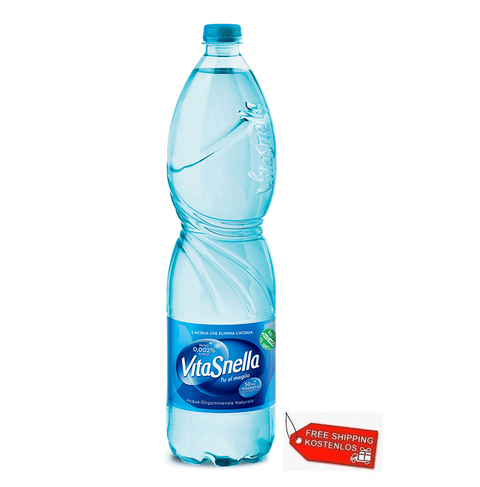 12x Vitasnella Acqua Minerale Naturale Natürliches Mineralwasser mit wenig natrium Einweg PET 1,5Lt - Italian Gourmet