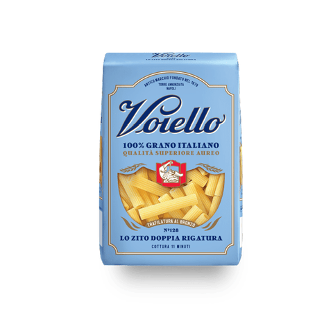 Voiello pasta Voiello Lo Zito Doppia Rigatura n°128 Pasta 100% Italienischer Weizen 500g Teigwaren aus Hartweizengrieß Bronze-Zeichnung