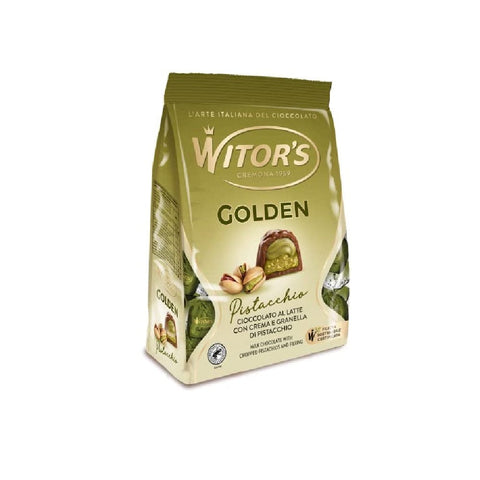 Witor's Weihnachtssüßigkeiten Witor's Golden Pistacchio Milchschokolade mit Pistaziencreme und Piatscchiokörnern Schokoladenpraline 200g