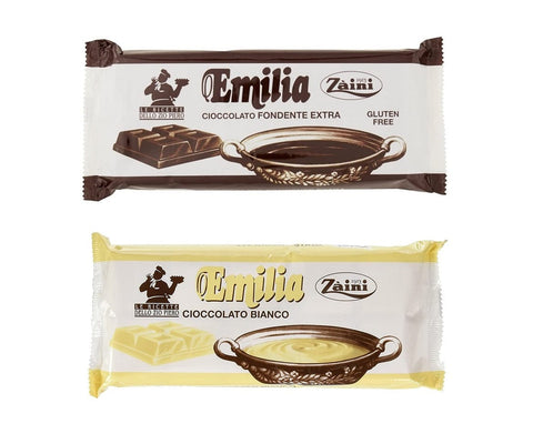 Testpackung Zaini Emilia Blocchi di Cioccolato Schwarz-Weiß-Schokoladenblöcke 2x1kg - Italian Gourmet