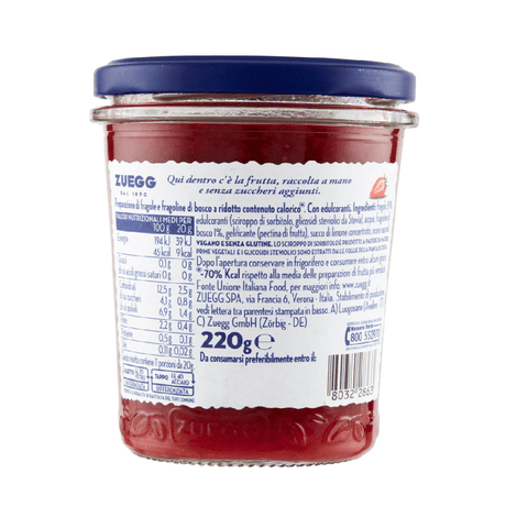 Zuegg Marmelade Zuegg Zero Zuccheri Aggiunti Fragole e fragoline di bosco 220gr - Zuegg Zero Added Sugar Erdbeeren und Walderdbeeren 80322863